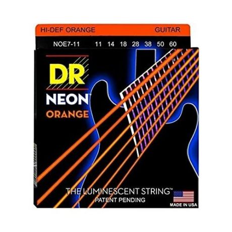 NOE7-11 Neon Orange Комплект струн для 7-струнной электрогитары, никелированные, с покр., 11-60, DR