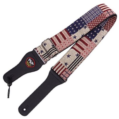 Ремень для гитары из текстиля с изображением флага, разноцветный, максимальная длина 156х6,5 см, 97х6,5 см