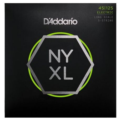 D'Addario NYXL45125 Струны для пятиструнной бас гитары Long, Light/Medium, 45-125