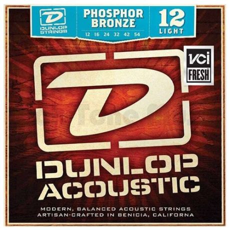 DAP1254 Комплект струн для акустической гитары, фосф.бронза, Light, 12-54, Dunlop