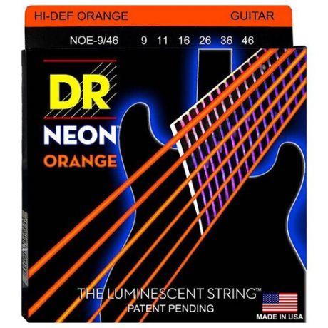 NOE-9/46 Neon Orange Комплект струн для электрогитары, никелированные, с покрытием, 9-46, DR