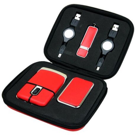 Подарочный набор USB-SET: USB мышь, USB хаб, USB-флешка (USBSET, 16 Гб / GB USB 2.0, Красный / Red)