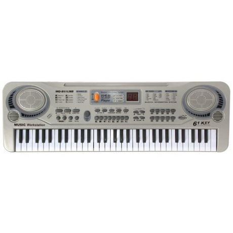 Синтезатор Джаз с дисплеем, 61 клавиша, цвет серебристый 2534123 .