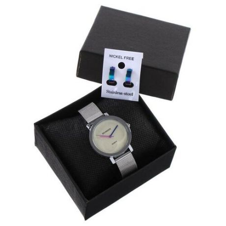Подарочный набор 2 в 1 "Medissa": наручные часы, d=3.8 см, серьги