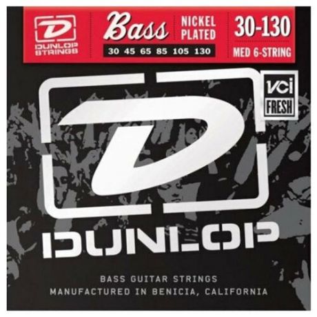 Dunlop Electric Bass Nickel Wound Medium 6 String DBN30130 (30-130) струны для бас-гитары, 6 струн