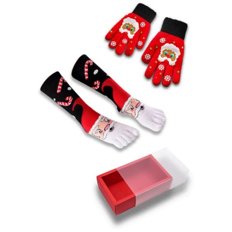 Подарочный набор: перчатки и носки с пятью пальцами, новогодний набор: перчатки и носки