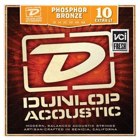 DAP1048 Комплект струн для акустической гитары, фосф.бронза, Extra Light, 10-48, Dunlop