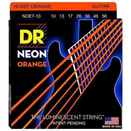 NOE7-10 Neon Orange Комплект струн для 7-струнной электрогитары, никелированные, с покр. 10-56, DR