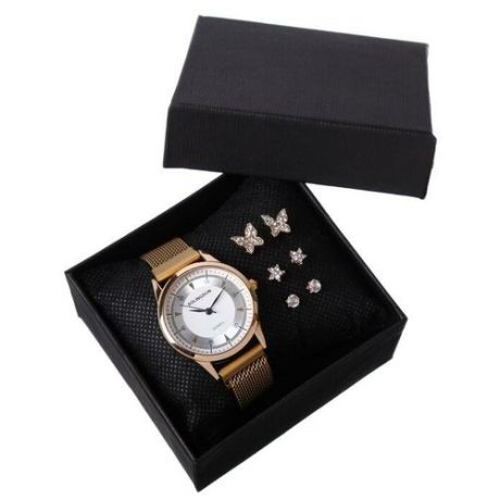 Подарочный набор 2 в 1 "Bolingdun": наручные часы, d=3.1 см, серьги 5307368
