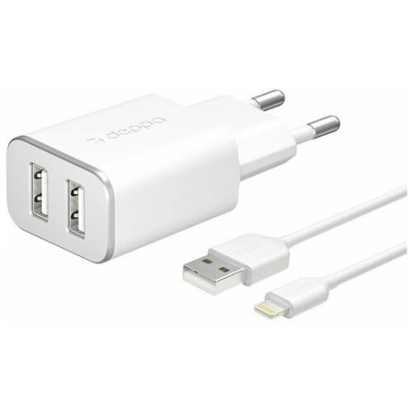 Сетевое зарядное устройство Deppa Ultra MFI Apple Lightning, 2.4A, белое (11383)