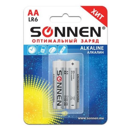 Батарейка Sonnen AA/LR06 (1.5 В) алкалиновая (блистер, 10шт.) (451086)