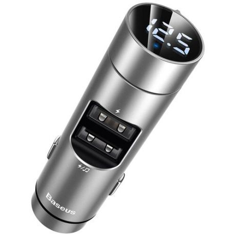 Baseus Автомобильное зарядное устройство с FM-трансмиттером 2xUSB Baseus Energy Column Car Wireless MP3 - Серебристое (CCNLZ-0S)