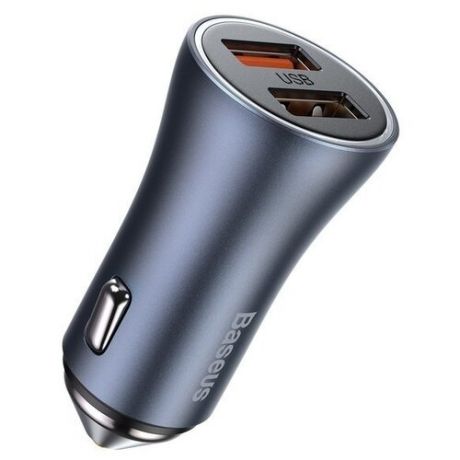 Автомобильное зарядное устройство BASEUS Golden Contactor Pro Dual, 2*USB, 5A, темно-серый