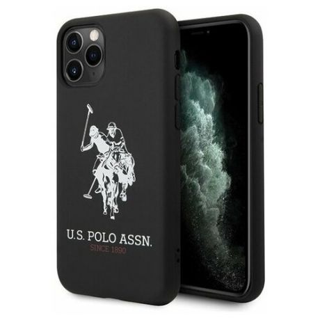 Силиконовый чехол-накладка для iPhone 11 Pro Max U.S. Polo Assn. Liquid Silicone Big horse Hard, черный