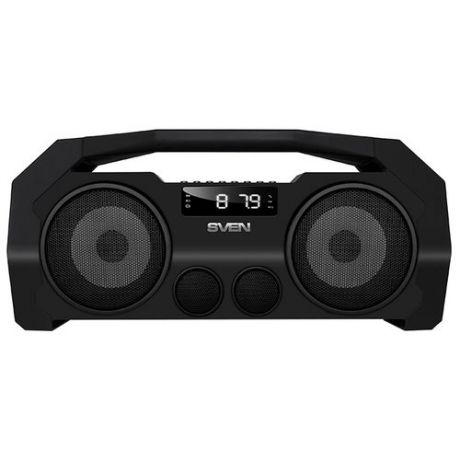 Портативная акустика 2.0 Sven PS-465 SV-016173 черная, 2x9Вт (RMS), FM-тюнер, USB, microSD, Bluetooth, LED-дисплей, встроенный аккумулятор