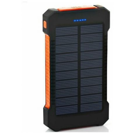 Внешний аккумулятор Power Bank с солнечной батарей 10000 мАч, оранжевый
