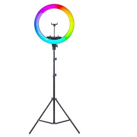 Кольцевая лампа со штативом цветная RGB LED Soft Ring Light MJ-26, 26 см