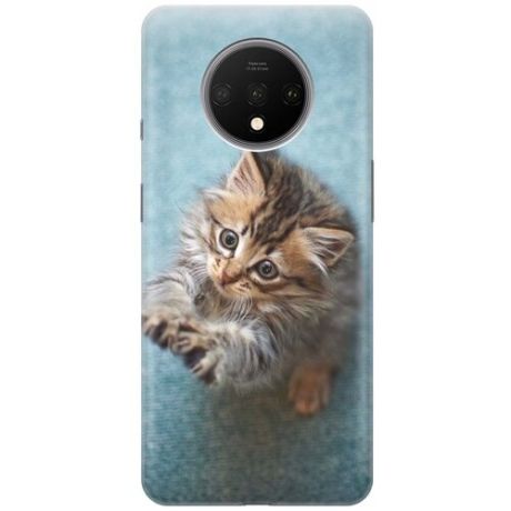 RE:PAЧехол - накладка ArtColor для OnePlus 7T с принтом "Котёнок на голубом"