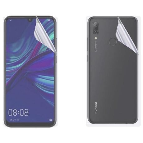 Гидрогелевая защитная пленка на экран и заднюю крышку для Huawei P Smart Plus 2019 / Противоударная бронированя пленка для Хуавэй Пи Смарт Плюс 2019 с эффектом самовосстановления
