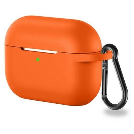 Силиконовый чехол тонкий с карабином для Apple AirPods Pro оранжевый