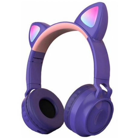 Беспроводные bluetooth наушники Cat Ear ZW-028 со светящимися кошачьими ушками (фиолетовый)