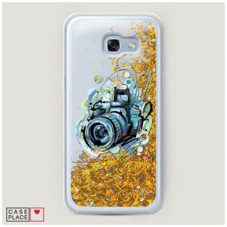 Чехол Жидкий с блестками Samsung Galaxy A5 2017 Фотоаппарат арт