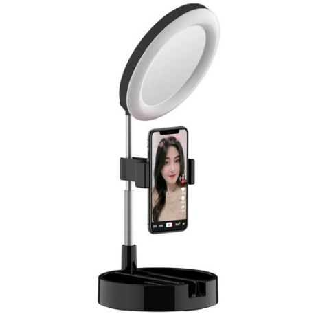 Кольцевая лампа с зеркалом / Держатель для съемки смартфоном Mar Appeoionce, black