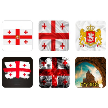 3D cтикеры / 3Д наклейки на телефон, флаг, герб Грузии. Набор 6шт. Размер 1 шт 3х3 см. Яркие.