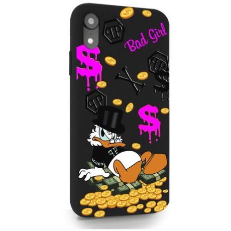 Черный силиконовый чехол MustHaveCase для iPhone XR Богатая Утка Bad Girl для Айфон 10R Противоударный