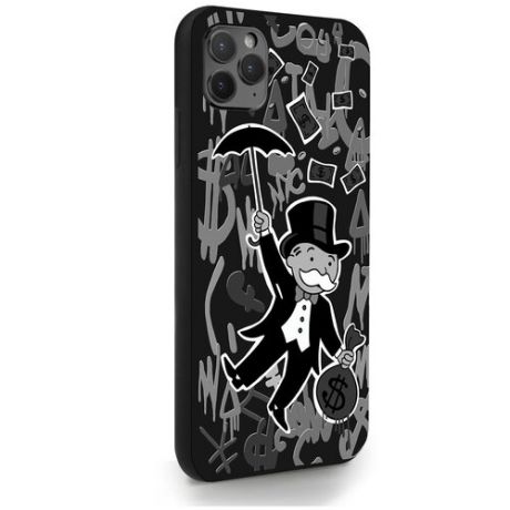 Черный силиконовый чехол MustHaveCase для iPhone 11 Pro Max Monopoly Black Edition/ Монополия для Айфон 11 Про Макс Противоударный