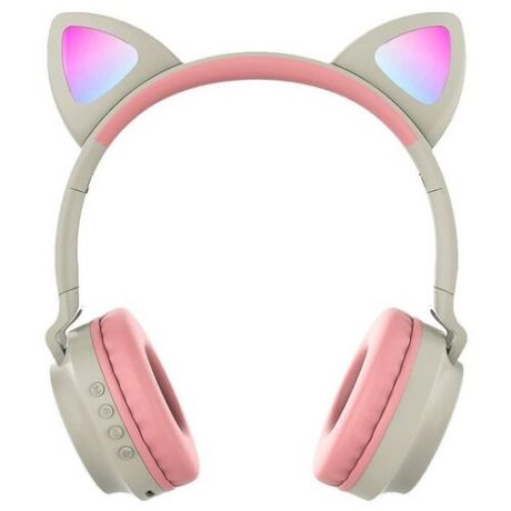 Беспроводные детские наушники со светящимися ушами / WIRELESS HEADPHONES CAT EAR ZW-028 / Розовый