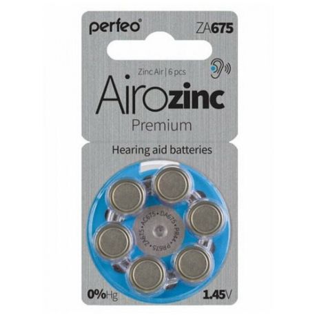 Батарейки Perfeo ZA675/6BL Airozinc Premium (6 штук)