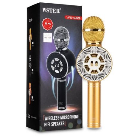 Беспроводной караоке-микрофон WSTER WS-669 золотой