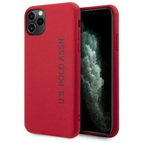 Силиконовый чехол-накладка для iPhone 11 Pro Max U.S. Polo Assn. Liquid silicone Vertical Logo Hard, красный