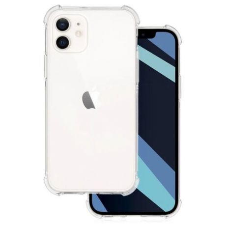 Противоударный силиконовый чехол для Apple iPhone 12 и iPhone 12 Pro (Эпл Айфон 12 и 12 Про) с усиленными углами и бортиком (защитой) вокруг модуля камер, прозрачный