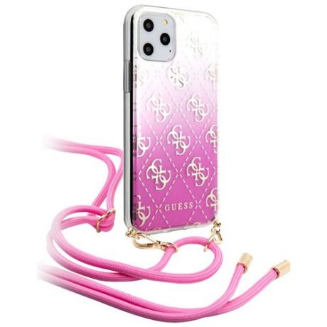 Чехол Guess 4G для iPhone 11 Pro Max | TPU ремень розовый градиент