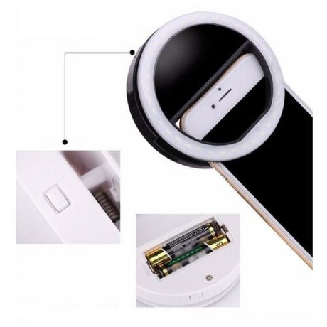 Селфи кольцо LED для селфи с USB зарядкой Цвет: Чёрный