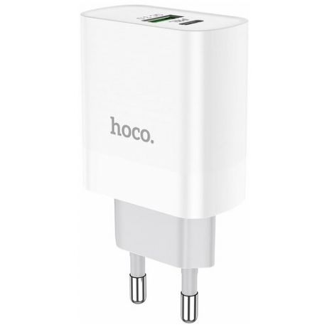 Сетевое зарядное устройство Hoco C80A USB/Type-C с кабелем (Type-C-Type-C) (белое)