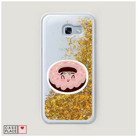 Чехол Жидкий с блестками Samsung Galaxy A3 2017 Сладкий пончик в глазури