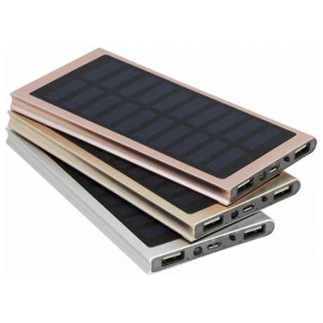 Внешний аккумулятор Power Bank KEYWAY солнечная батарея 10000 мАч, серебро