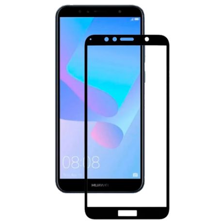 Защитное стекло для Huawei Y5 2018 / Y5 prime 2018 / Enjoy с черной рамкой, на весь экран / Хуавей Ю5 2018