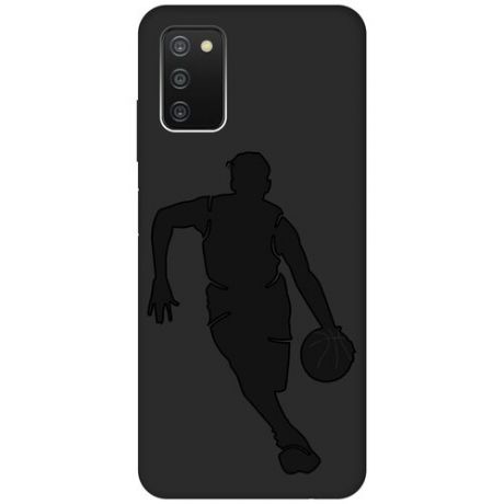 Матовый чехол Volleyball для Samsung Galaxy A03s / Самсунг А03с с эффектом блика черный