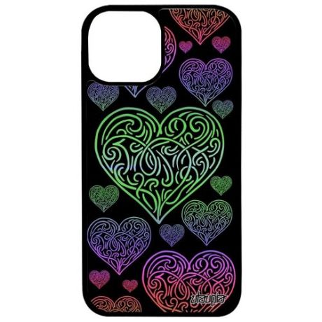 Противоударный чехол для смартфона // Apple iPhone 13 Mini // "Сердце" Романтика Любовь, Utaupia, фуксия