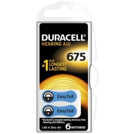 Батарейки DURACELL ZA675-6BL для слуховых аппаратов, 996997