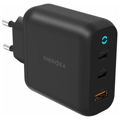 Сетевое зарядное устройство EnergEa AmpCharge GaN65 65 Вт (2 USB-C, USB-A; PD, QC 3.0 и PPS) черное
