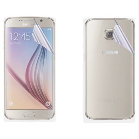 Гидрогелевая защитная пленка на экран и заднюю крышку для Samsung Galaxy S6 / Противоударная бронированя пленка для Самсунг Галакси С6 с эффектом самовосстановления
