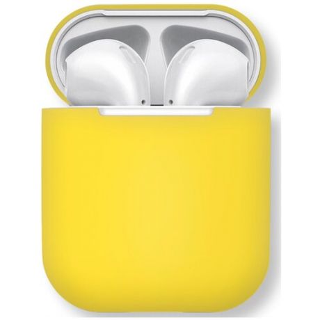 Ультратонкий чехол для Apple AirPods 1 и AirPods 2 / Силиконовый кейс для Эпл Аирподс 1 и Аирпод 2 / Матовый чехол из гибкого силикона для наушников Аирподс 1-го поколения и 2-го поколения / Премиум качество (Yellow)