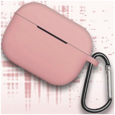 Силиконовый чехол для Apple AirPods Pro с карабином / Кейс для Эпл Аирподс Про с деражетем / Матовый чехол из гибкого силикона / Премиум качество (Pink)