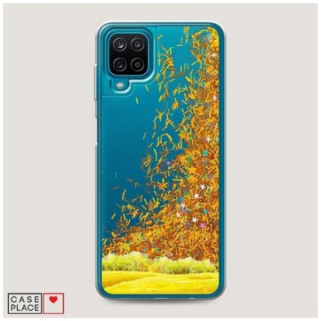 Чехол Жидкий с блестками Samsung Galaxy A12 Осеннее поле
