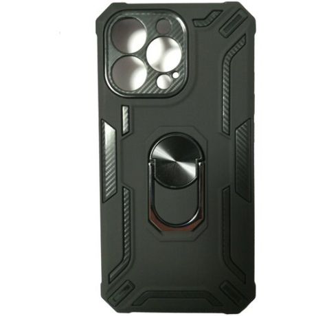 Противоударный чехол пластмасса черный для Apple IPhone 13 Pro Max c доп. защитой камеры и магнитом для держателя в авто / айфон 13 про макс